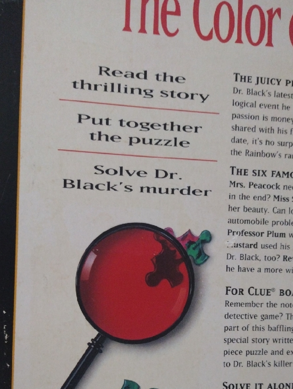 Clue Mystery Puzzle - The Color of Murder (Milton Bradley) - Picture 4 of 16